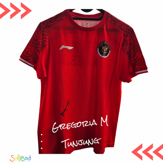 2- Signed shirt by Gregoria Mariska Tunjung, Solibad Ambassador, Indonesia’s #1 and World #9 in Women’s Singles
